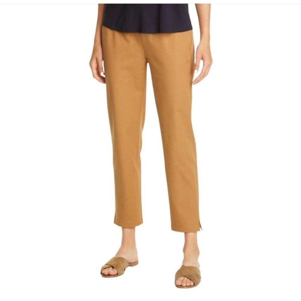 Eileen Fisher Camel Straight-Leg Cropped Pants